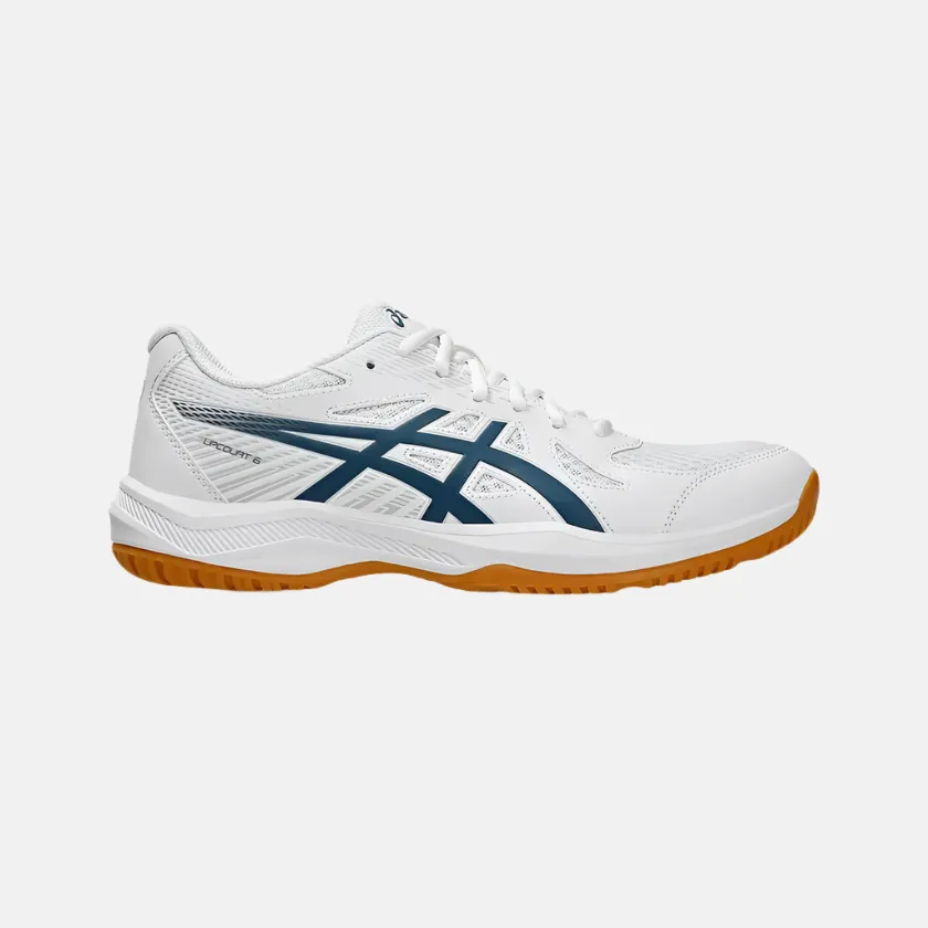 Asics UPCOURT 6 Men's Badminton Shoes -White/Vintage Indigo