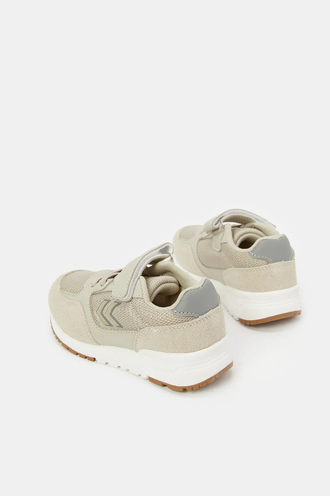 Boys Beige Material Block Sneaker