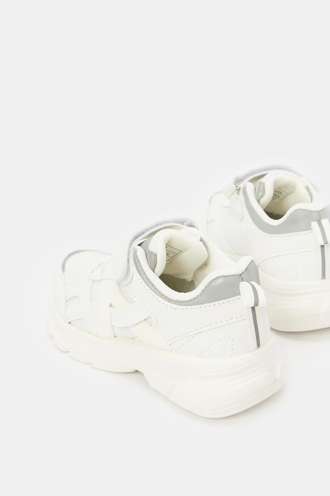 Boys White Material Block Sneakers