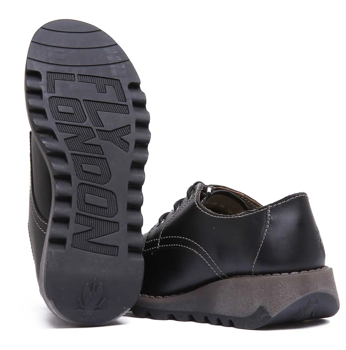 Fly London Simb K Lace Up Leather Shoes In Black For Kids