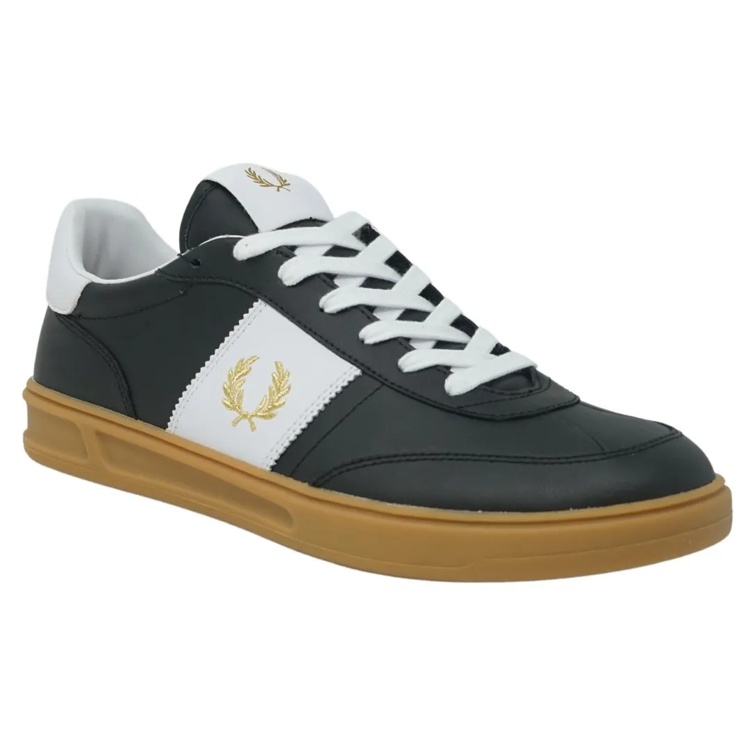 Fred Perry B400 Black Leather Trainers