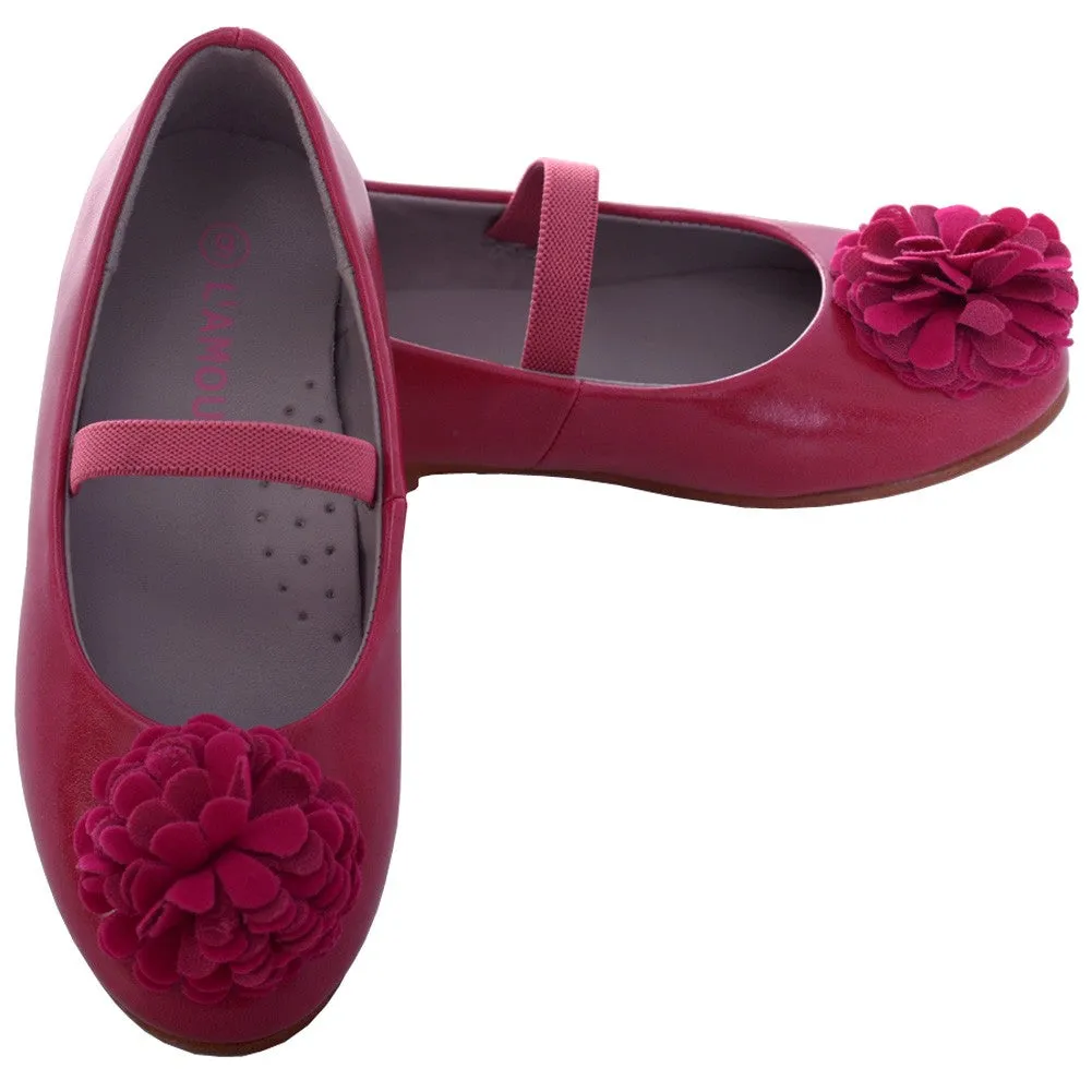 Fuchsia Rosette Ballet Flat Style Shoe Girl 11-2