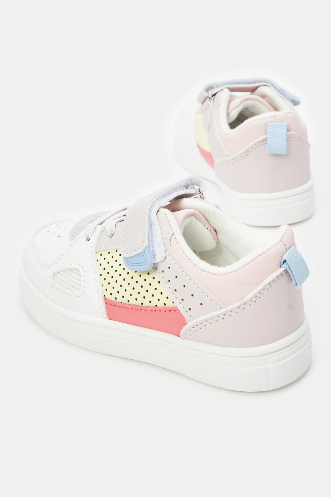 Infant Girls White Color Block Sneaker