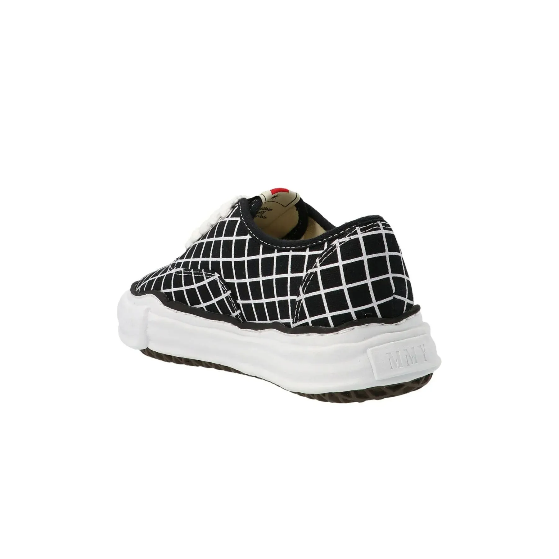 Maison Mihara Yasuhiro BAKER LOW PRINTED CANVAS BLK チェックプリント レースアップ ブラック【A08FW728】