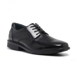 Mens Hush Puppies Heathcote Extra Wide Leather Work Black Lace Up Shoes