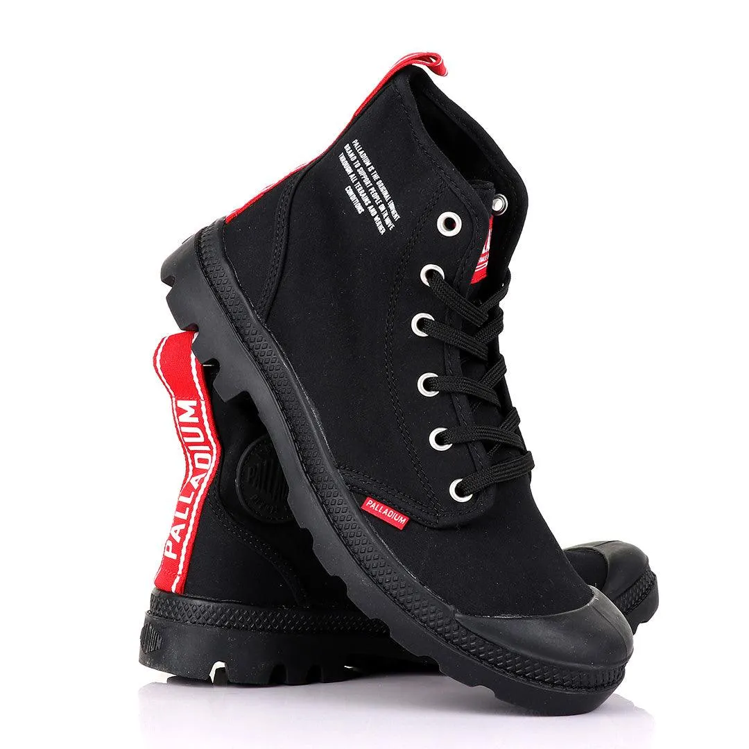 Palladium Dare Night Black with Red Strap Boots