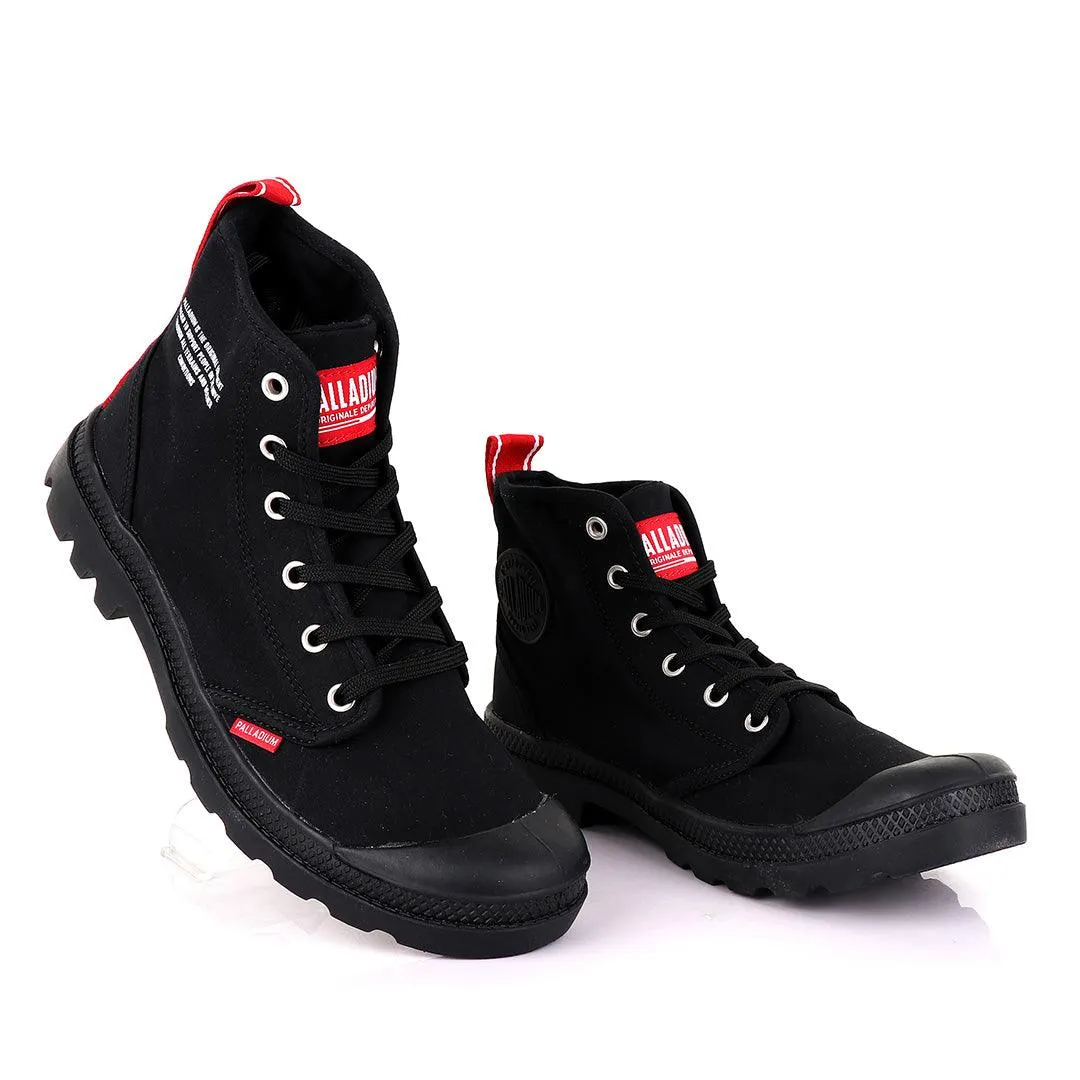 Palladium Dare Night Black with Red Strap Boots