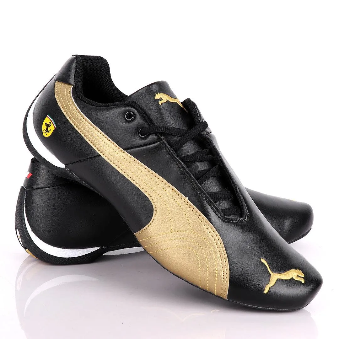 Puma Future Cat Black And Gold Leather Sneakers