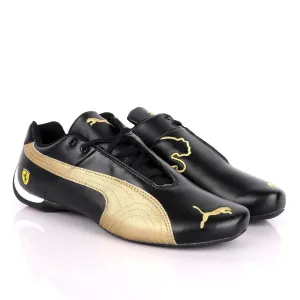 Puma Future Cat Black And Gold Leather Sneakers