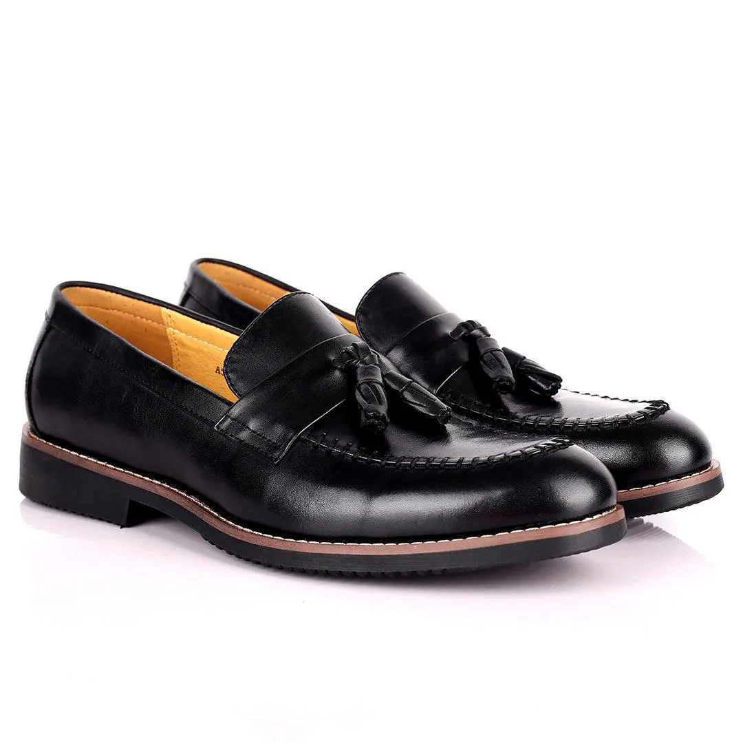 Renato Bulbecc Single Belt Tassels Designed Men's Shoes