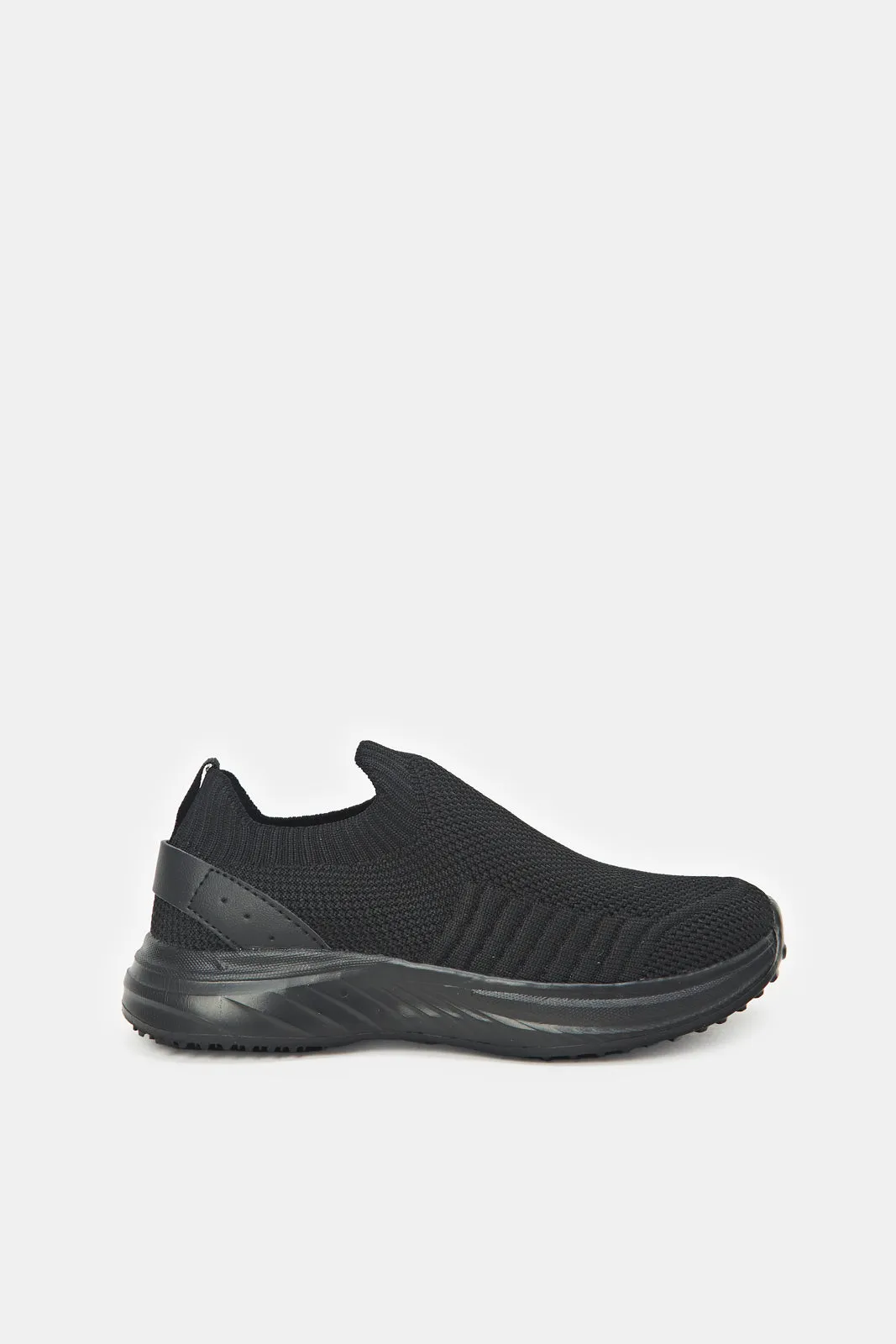 Senior Boys Triple Black Knit Slip On