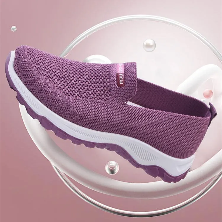 Slip on comfortable knit women running shoes