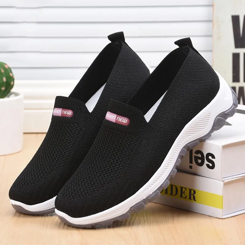 Slip on comfortable knit women running shoes