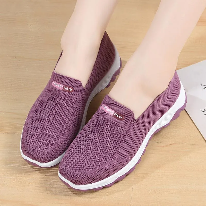 Slip on comfortable knit women running shoes