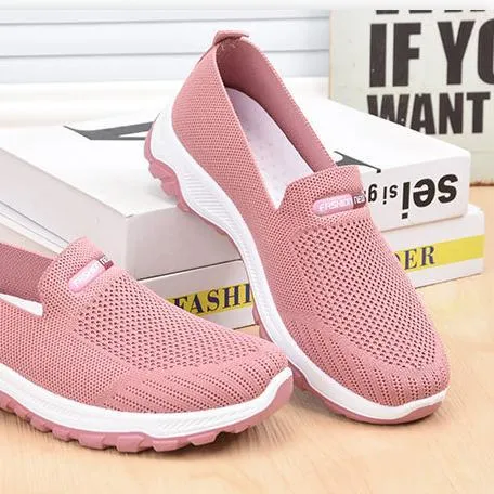 Slip on comfortable knit women running shoes