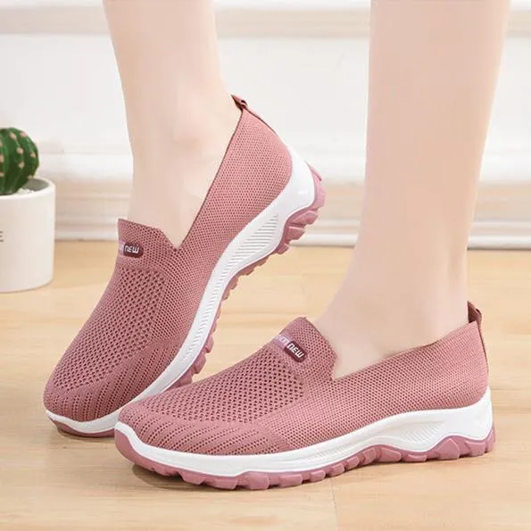 Slip on comfortable knit women running shoes