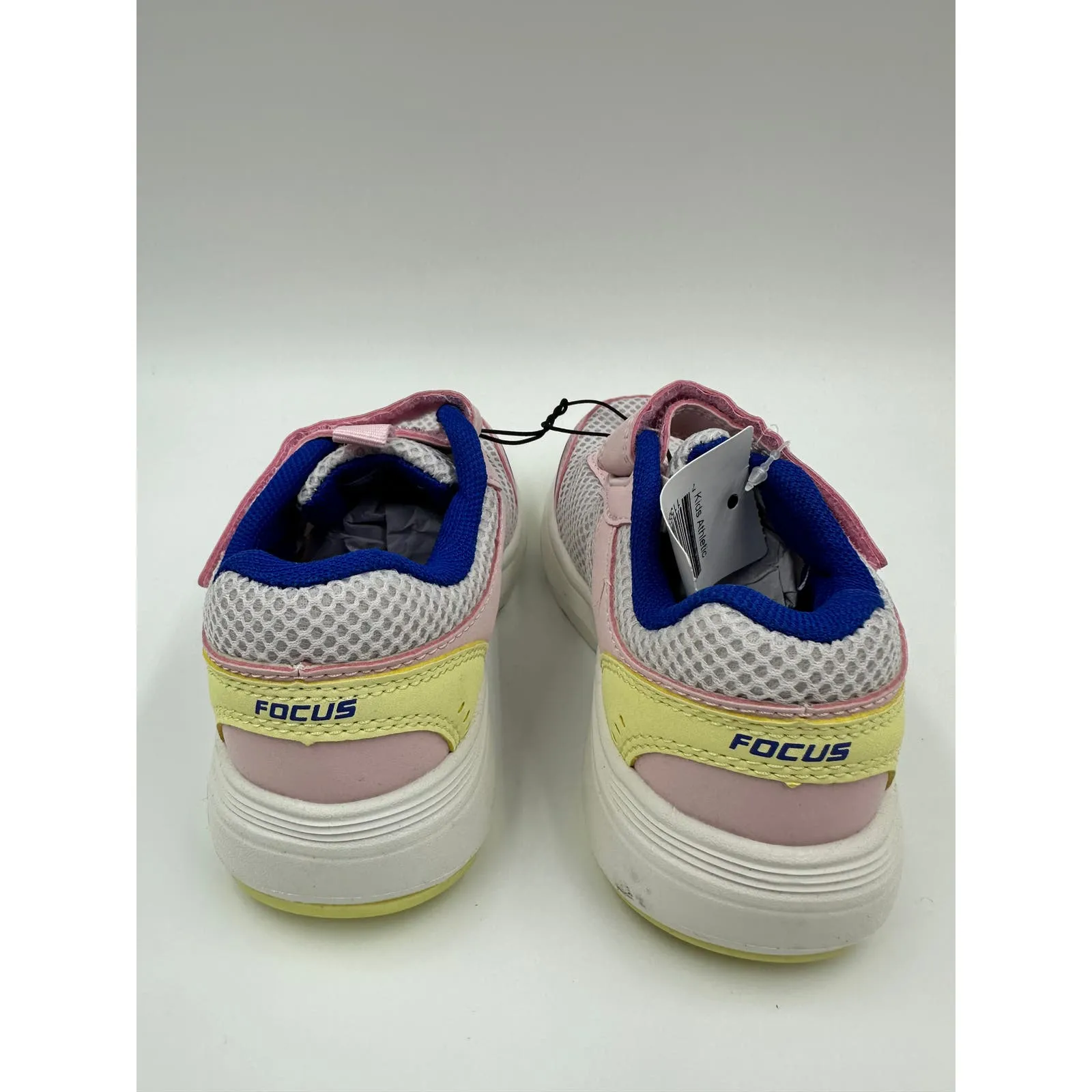 Small Kid Size 9, White with Pink and Yellow Suede Accents and Straps