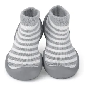 Step Ons Baby Sock Shoe (Grey Stripe)