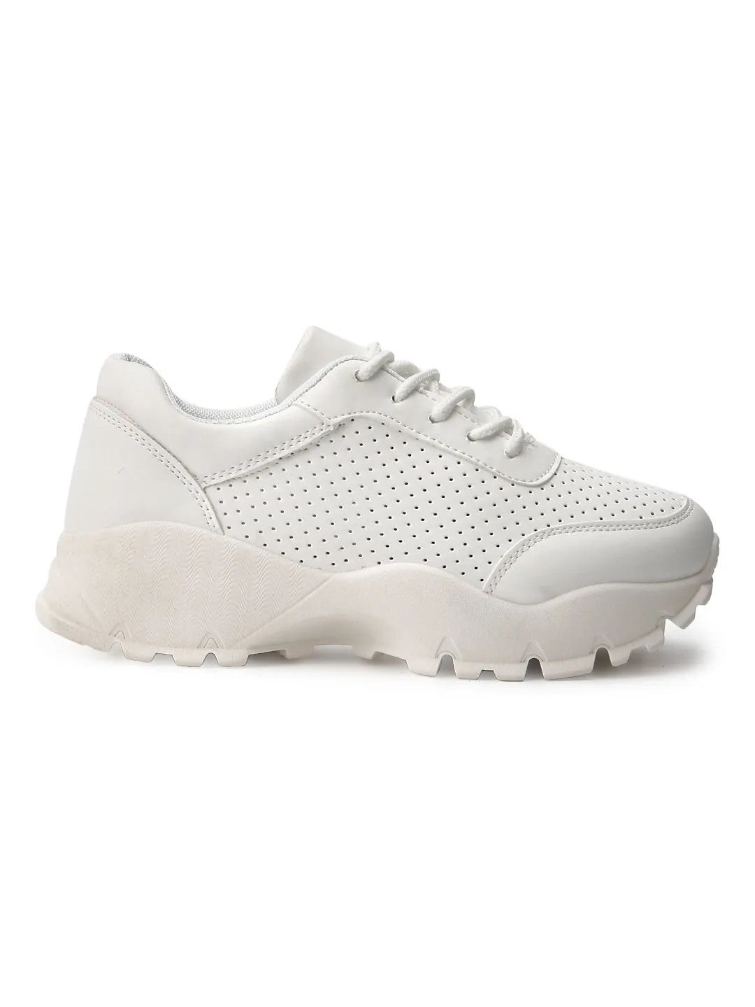 White Cleated Lace-Up Trainers