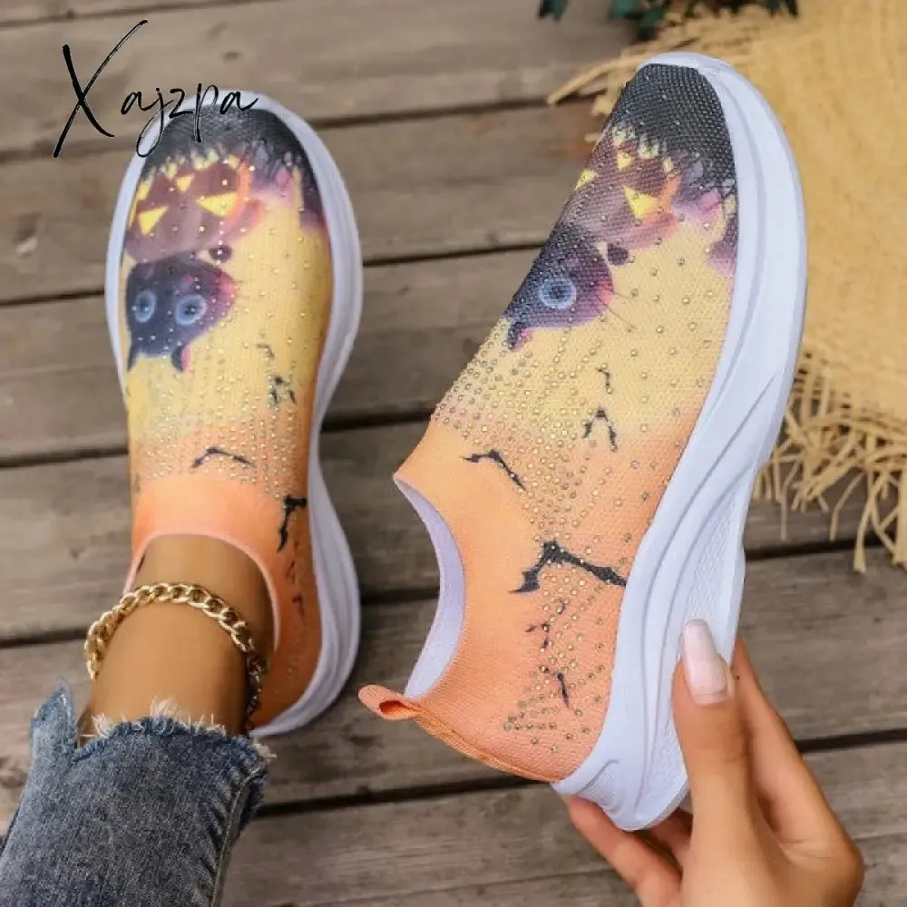 Xajzpa - Light Yellow Casual Sportswear Daily Patchwork Printing Rhinestone Round Comfortable Out Door Shoes