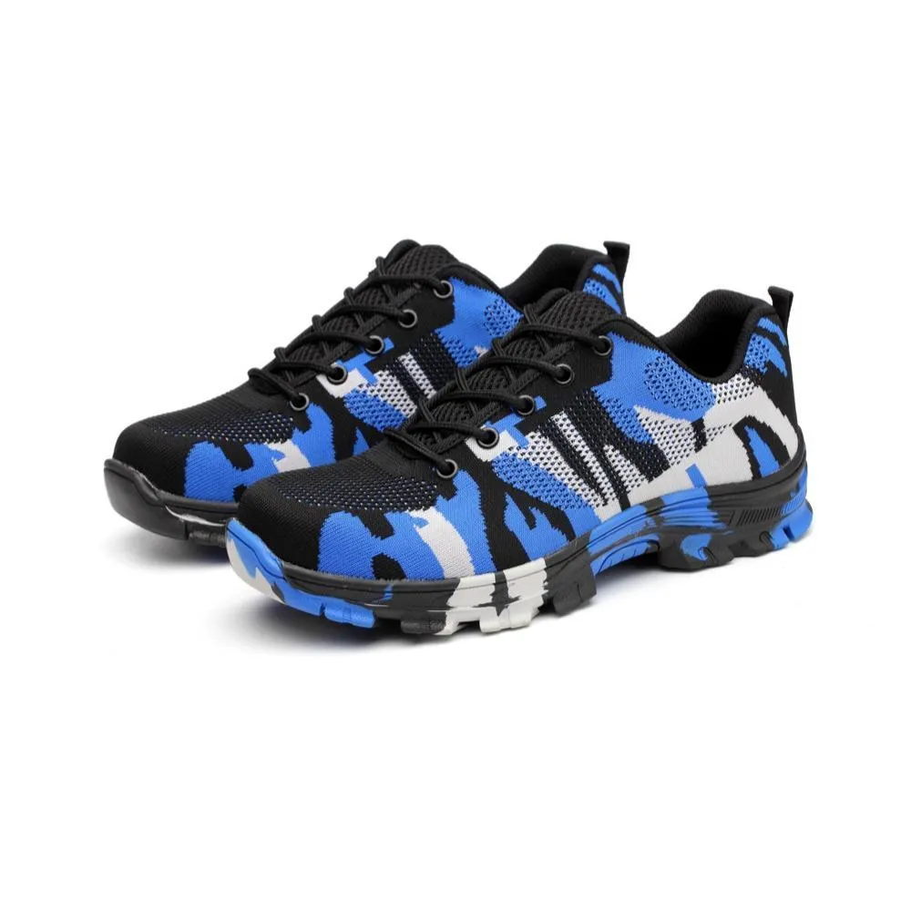 YSK 526: Camo Steel Toe Fashion Shoes (Blue/Green)